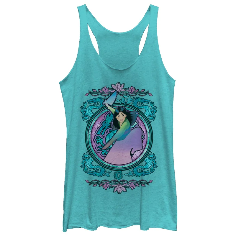 Women's Mulan Stained Glass Racerback Tank Top playful tank top