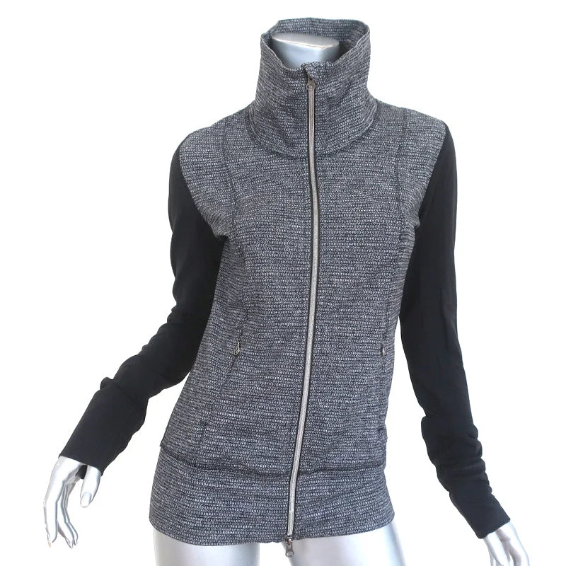 Lululemon Daily Yoga Jacket Coco Pique Black / Black Size 4 Fleece Jacket Down Jacket Parka
