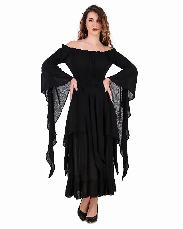 Handkerchief Crepe Dress (Black) Tunics Modern contemporary