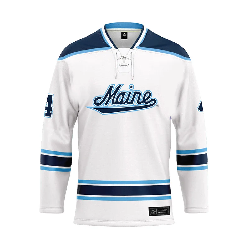 Maine - NCAA Women's Ice Hockey : Jaidyn Britt - White Hockey Jersey Daily Wear Jersey Tee Maine - NCAA Women's Ice Hockey : Jaidyn Britt - White Hockey Jersey Daily Wear Jersey Tee