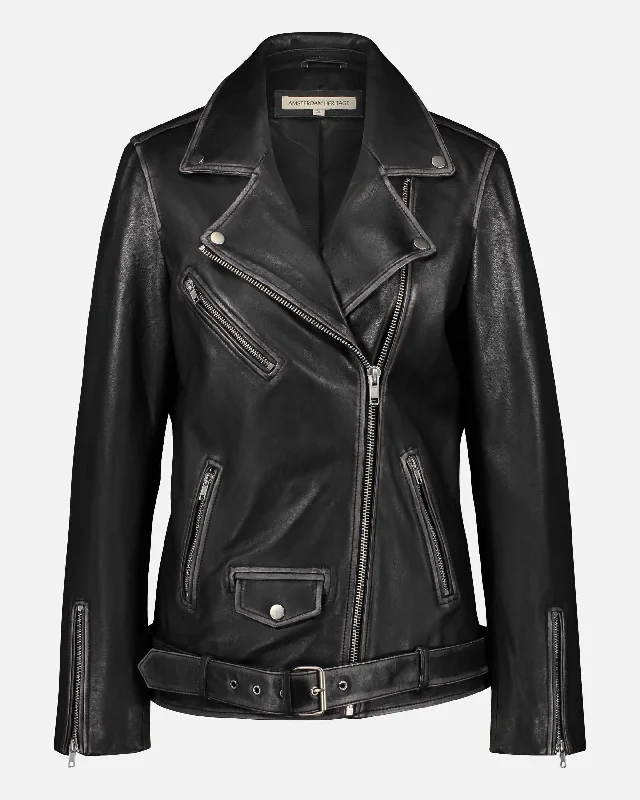 Berlin | Oversized Leather Biker Jacket Hoodie Zip-Up Jacket Button-Up Jacket