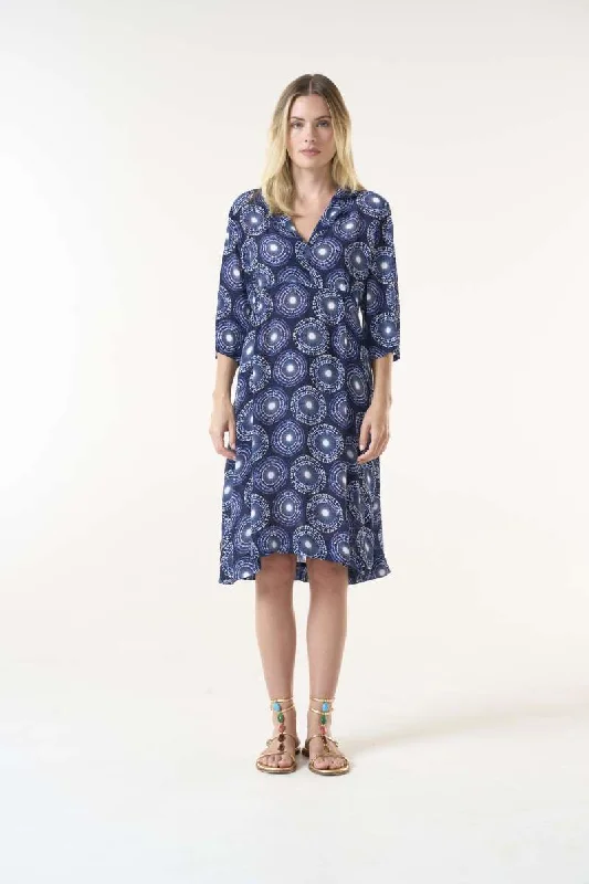 Jazz Dress Fuji Viscose in Navy S24-09682-6012 by One Season Tunics Stylish elegant