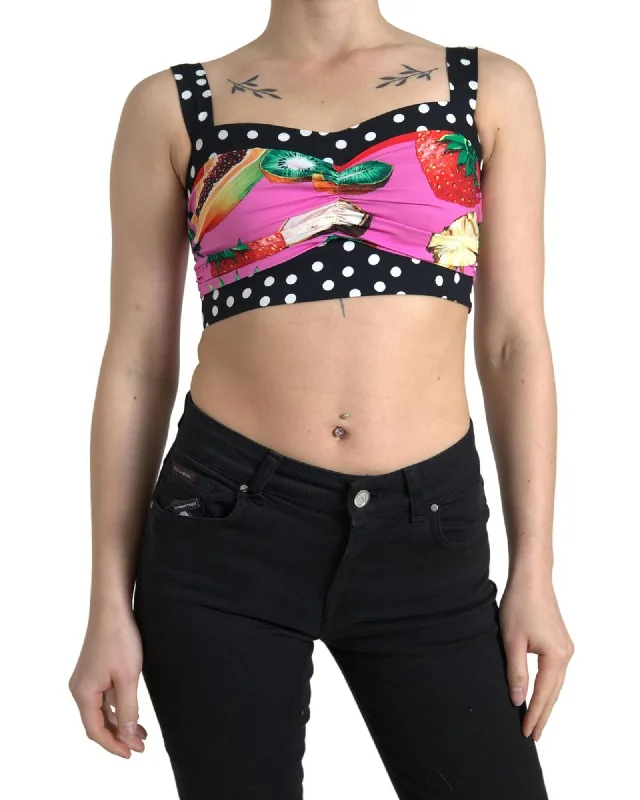 Dolce & Gabbana  Fruit Print Crop Top Embroidered Appliqued Beaded