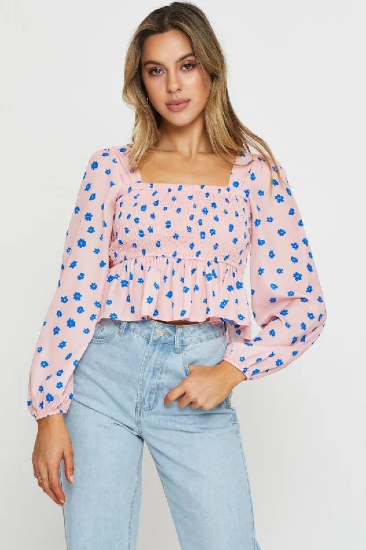 Print Crop Top Long Sleeve Hooded Caped Shawl Collar