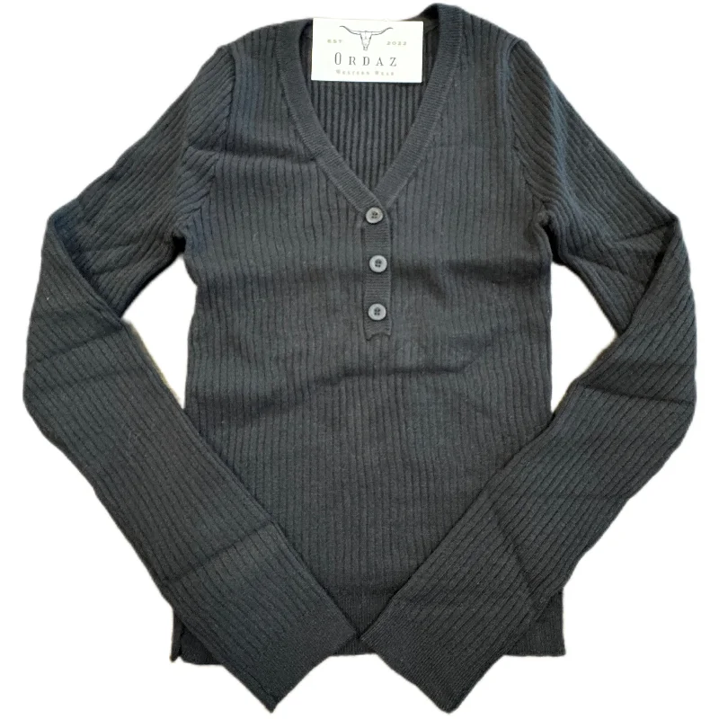 Black Henley Sweater Top Chenille Fabric Brocade Fabric Lace Fabric