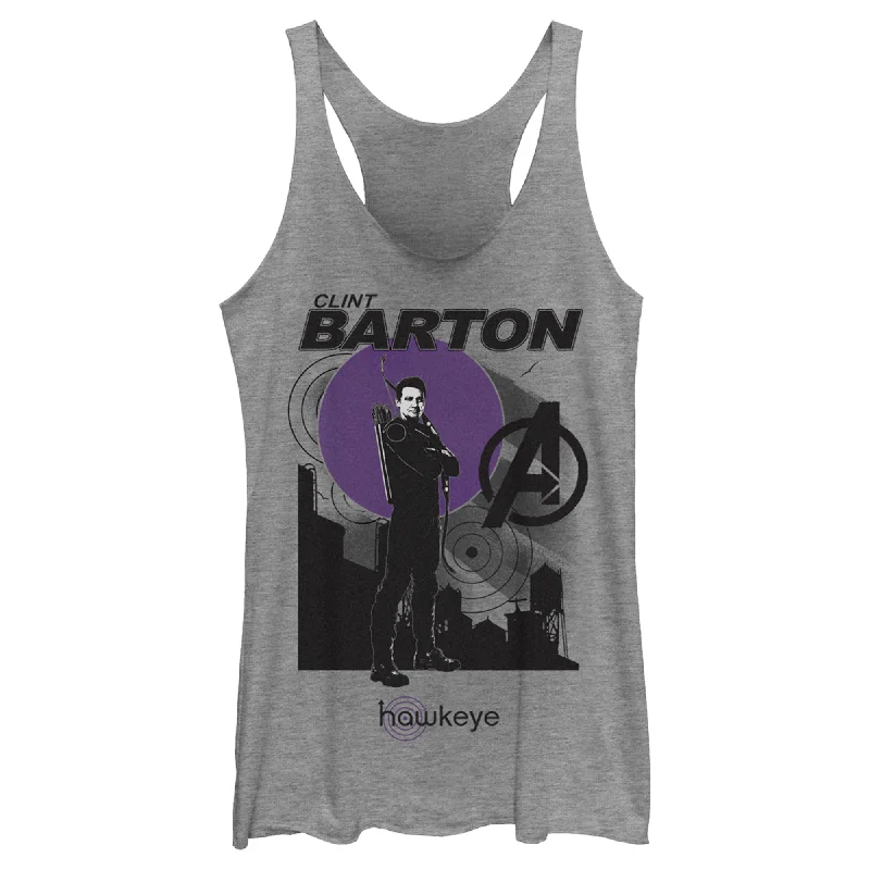 Women's Marvel Hawkeye Clint Barton Portrait Racerback Tank Top bronze tank top