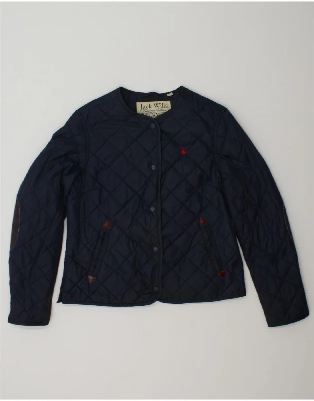 JACK WILLS Womens Quilted Jacket UK 12 Medium Navy Blue Polyester Rayon Jacket Velvet Jacket Corduroy Jacket JACK WILLS Womens Quilted Jacket UK 12 Medium Navy Blue Polyester Rayon Jacket Velvet Jacket Corduroy Jacket