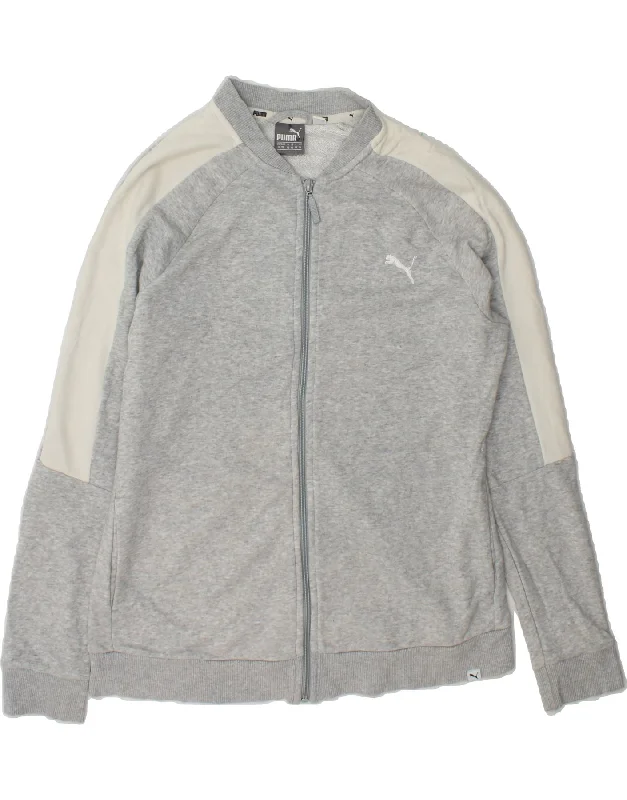 PUMA Womens Tracksuit Top Jacket UK 16 Large  Grey Colourblock Cotton Elasticated Jacket Padded Jacket Insulated Jacket