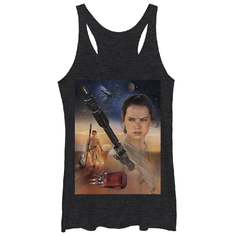 Women's Star Wars The Force Awakens Rey Collage Racerback Tank Top boho tank top