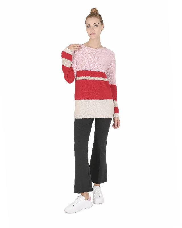Crown of Edinburgh Cashmere Womens Boat Neck Sweater COE 0017 PINK/RED Elasticated Padded Insulated Crown of Edinburgh Cashmere Womens Boat Neck Sweater COE 0017 PINK/RED Elasticated Padded Insulated