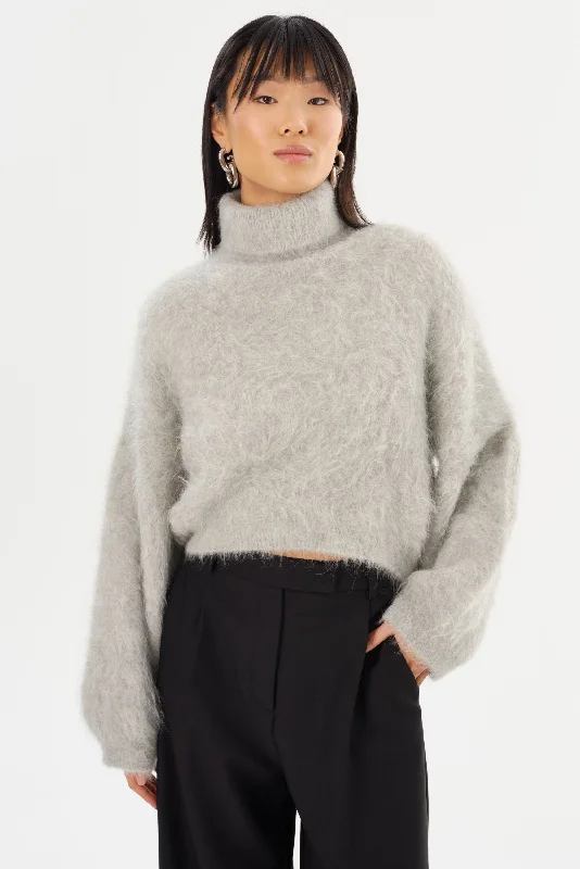 GARCELLE | Wool Turtleneck Sweater Solid Print Embellished