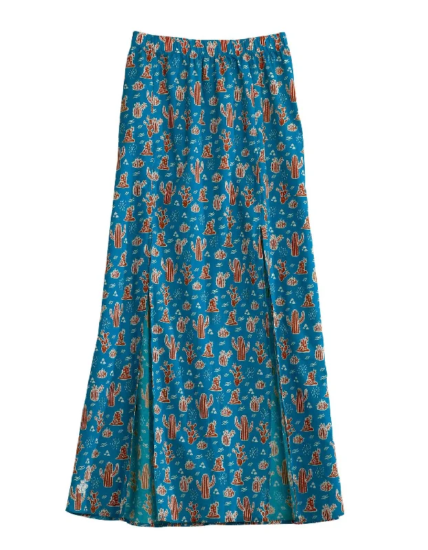 Tin Haul Womens Blue 100% Cotton Cacti Print Maxi Skirt mini skirt trendy