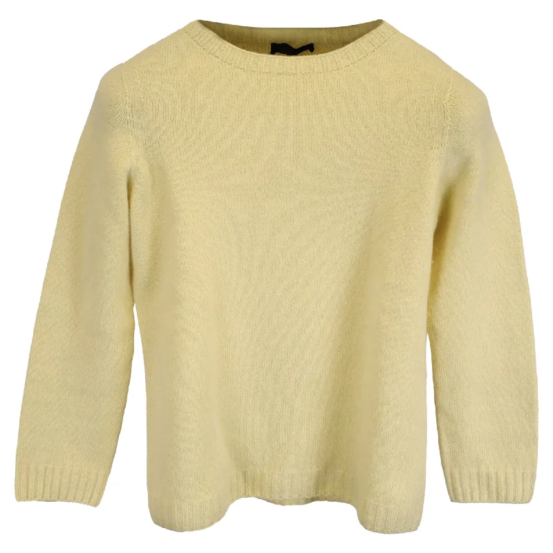 The Row Knitted 3/4 Sleeve Sweater in Yellow Cashmere Chenille Fabric Brocade Fabric Lace Fabric