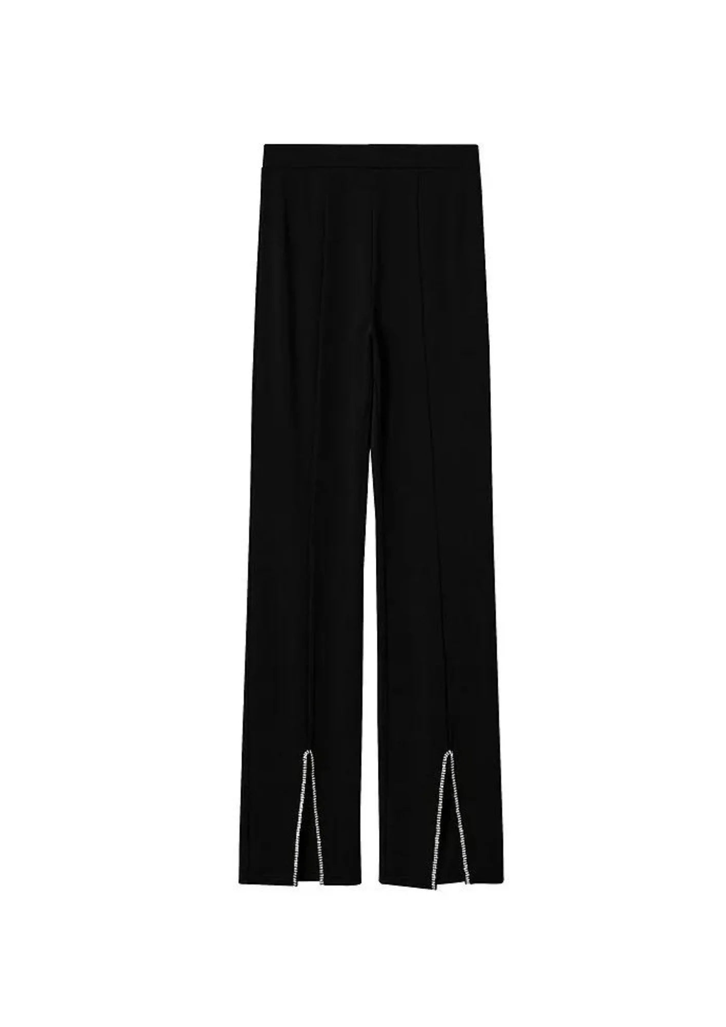 BLACK TROUSERS WITH HEM SLITS Chinos Cotton Straight Leg