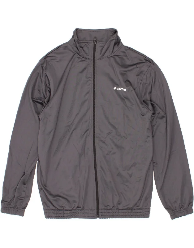 LOTTO Womens Tracksuit Top Jacket UK 16 Large Grey Polyester Trench Coat Raincoat Waterproof Jacket