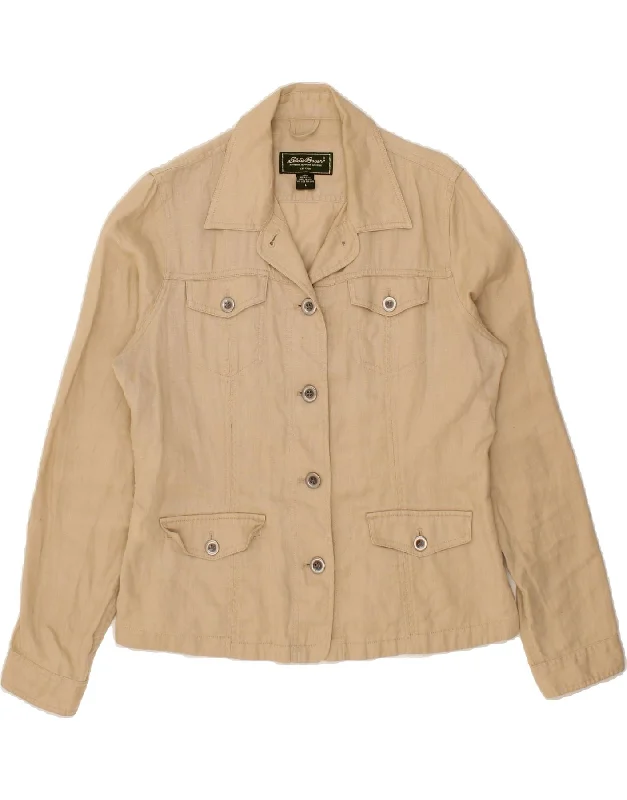 EDDIE BAUER Womens Utility Jacket UK 16 Large Beige Linen Snapped Jacket Toggled Jacket Drawstring Jacket EDDIE BAUER Womens Utility Jacket UK 16 Large Beige Linen Snapped Jacket Toggled Jacket Drawstring Jacket