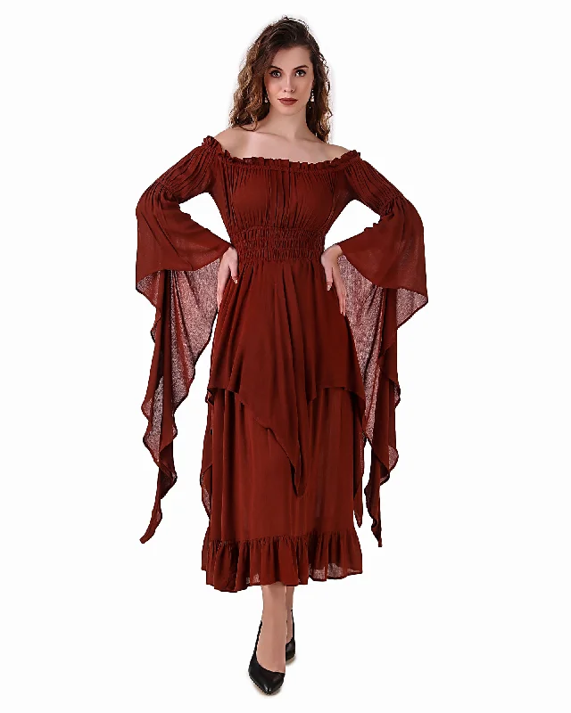 Handkerchief Crepe Dress (Chocolate) Tunics Designer luxury