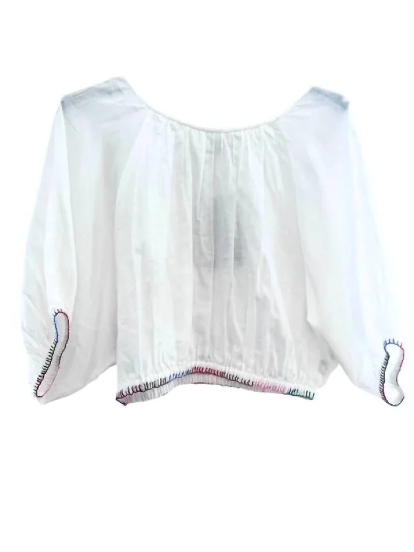 Womens Jungle Crop Top In White Multi Mesh Canvas Denim