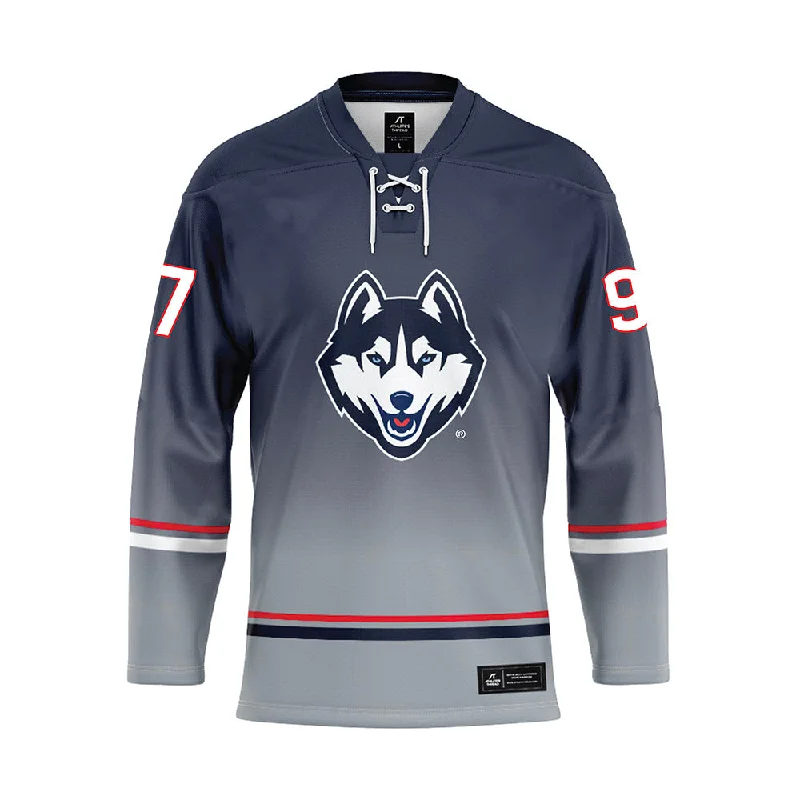 UConn - NCAA Women's Ice Hockey : Riley Grimley - Grey Hockey Jersey Turquoise Jersey Tee UConn - NCAA Women's Ice Hockey : Riley Grimley - Grey Hockey Jersey Turquoise Jersey Tee