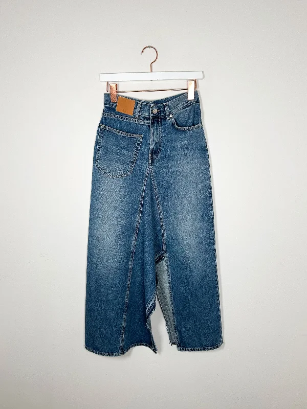 6397 - Deconstructed Denim Skirt - Medium Vintage chiffon skirt airy
