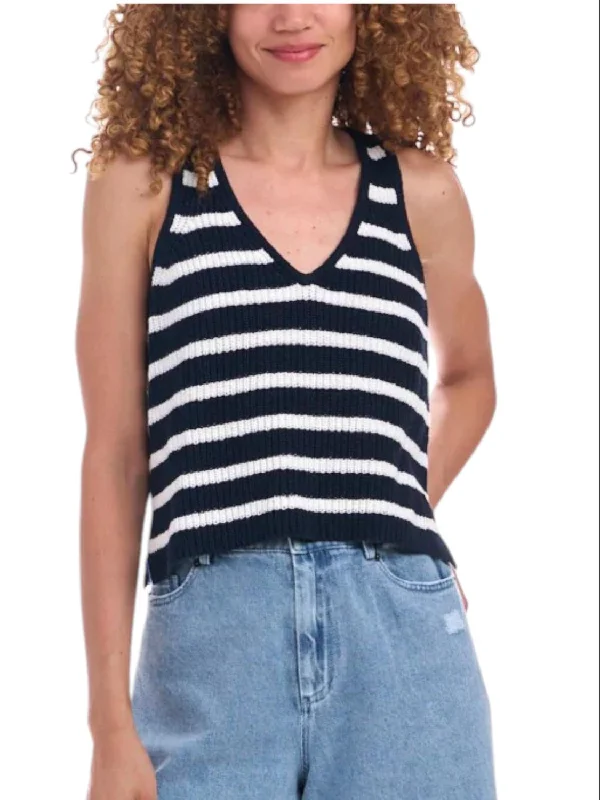 Dierdre Sweater Tank Top In Navy/white Tailored Straight A-Line