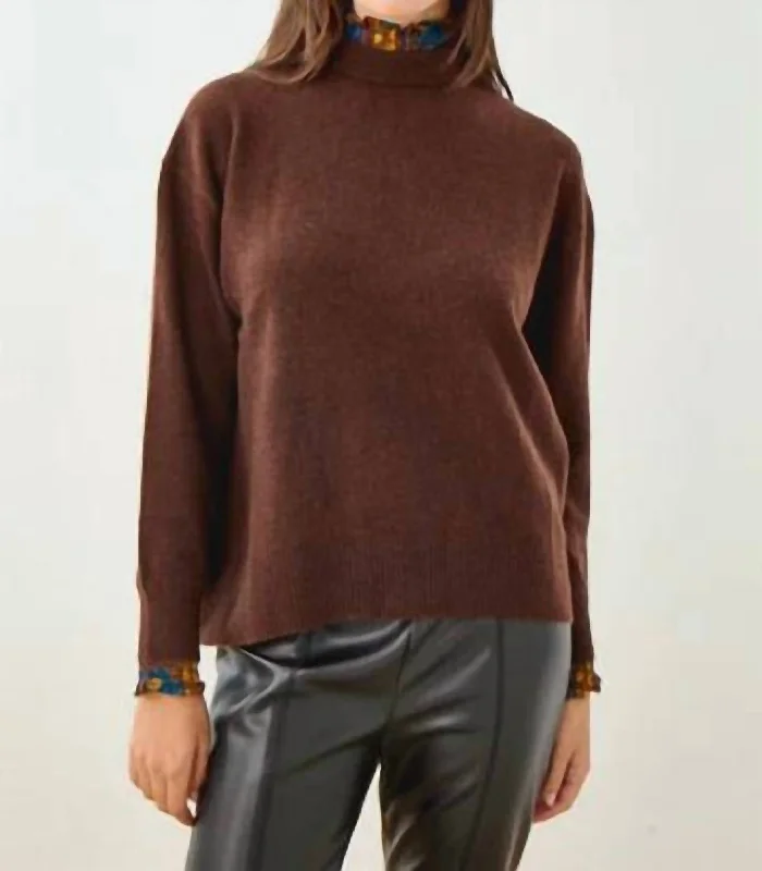 Caden Sweater In Americano High Neck Crew Neck V-Neck