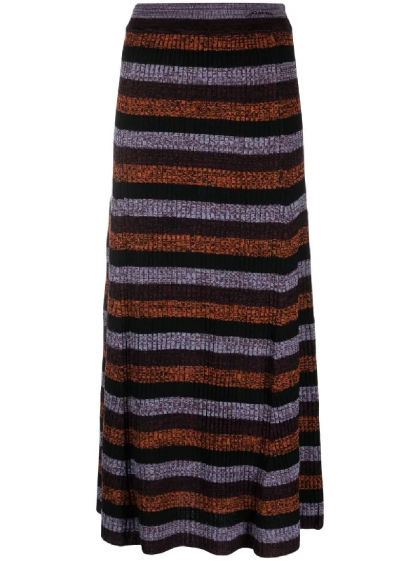 SPRAYED MERINO RIB WOOL MAXI SKIRT belted skirt waist