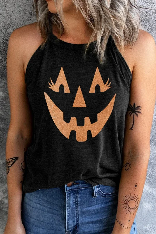 Jack-O'-Lantern Graphic Tank Top lime green tank