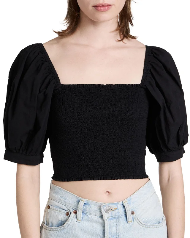 "Issa" Shirred Crop Top Cozy Warm Stylish