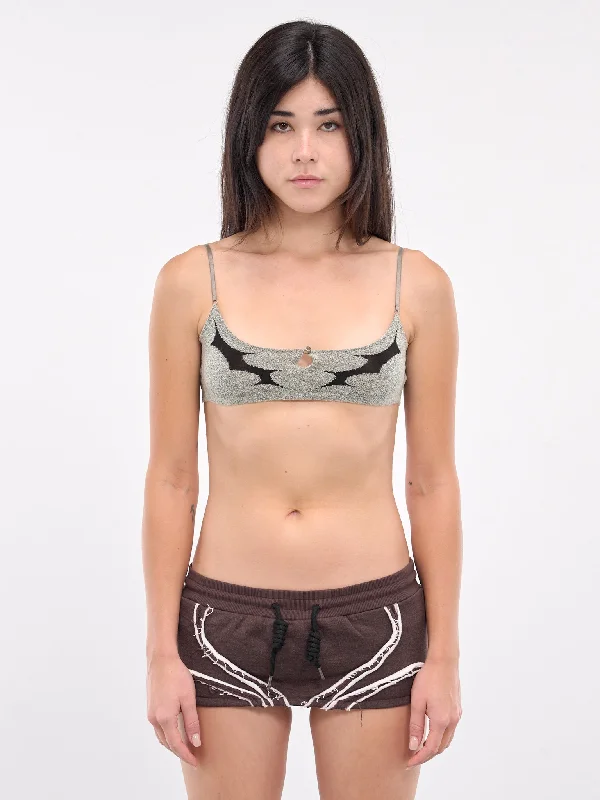 Thorn Intarsia Crop Top (KN09P-PISTACHIO) Terry Blend Velvet Blend Canvas Blend