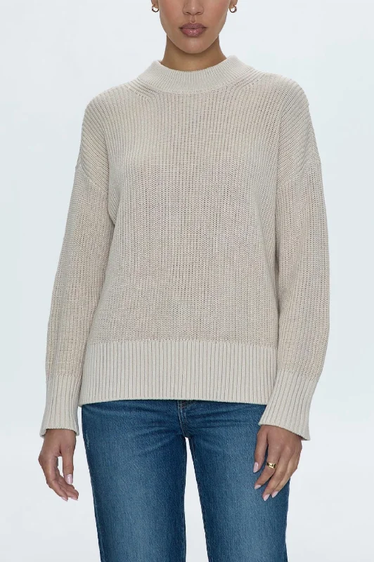Eve Sweater In Dove Silk Blend Satin Velvet