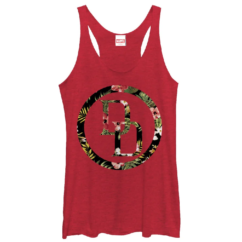 Women's Marvel Daredevil Floral Logo Racerback Tank Top floral tank top