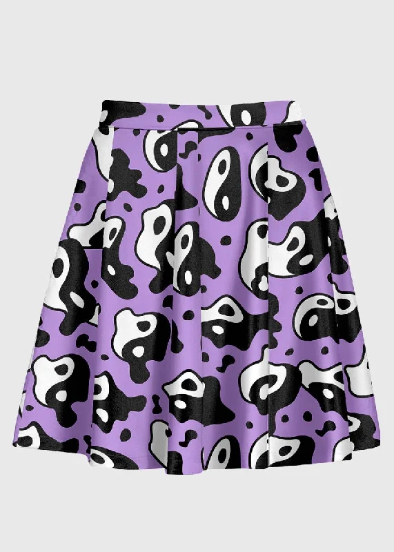 Purple Yin And Yang Trippy Raver Skirt high waist skirt