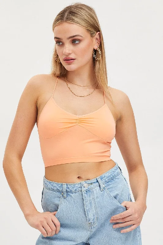 Brown Singlet Crop Top Seamless Satin Fabric Silk Fabric Chiffon Fabric