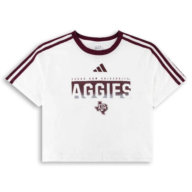 Texas A&M Aggies Adidas 3 Stripe Crop Top Satin Fabric Silk Fabric Chiffon Fabric