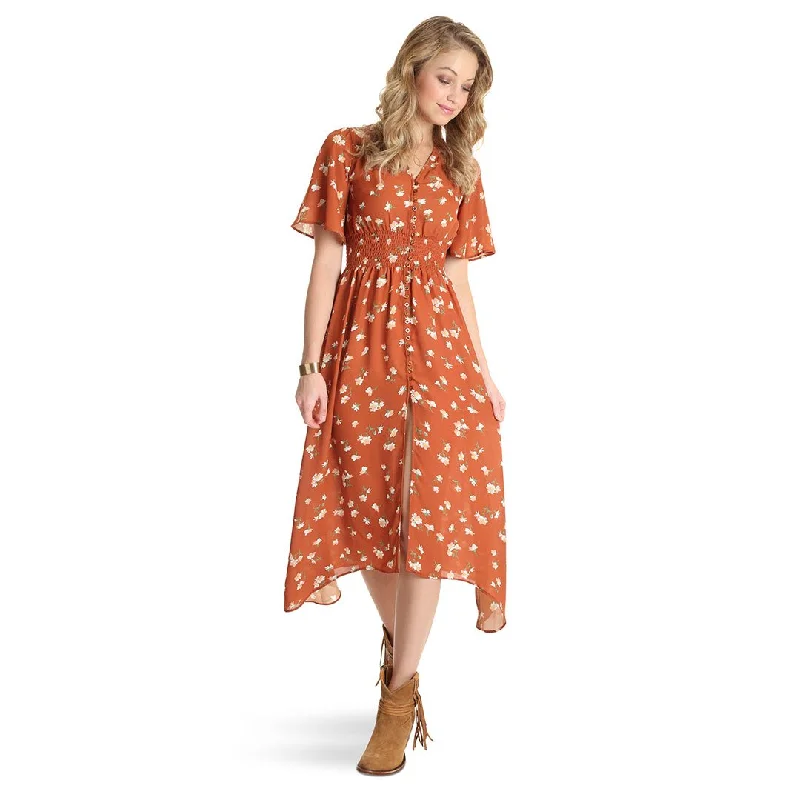 Wrangler Retro® Rust Floral Print Midi Womens Dress