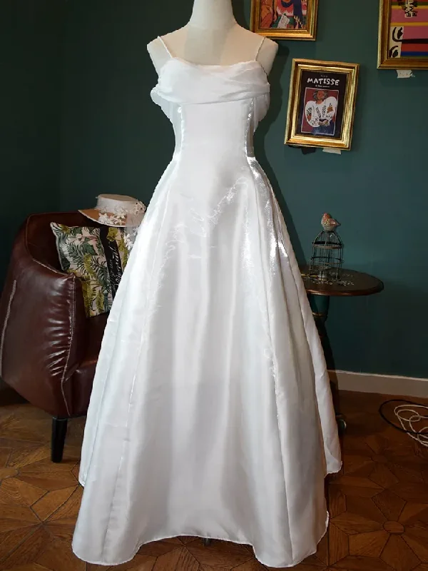 Elegant White Satin Spaghetti Straps Prom Dress Fairy A Line Princess Dress Evening Gown Y7556 Elegant White Satin Spaghetti Straps Prom Dress Fairy A Line Princess Dress Evening Gown Y7556