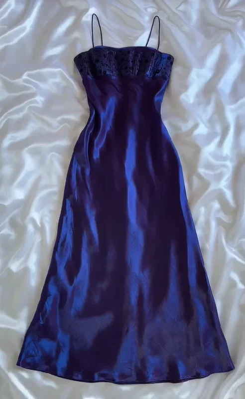 Gorgeous Purple Satin A Line Long Prom Dress Formal Evening Dress Y7510