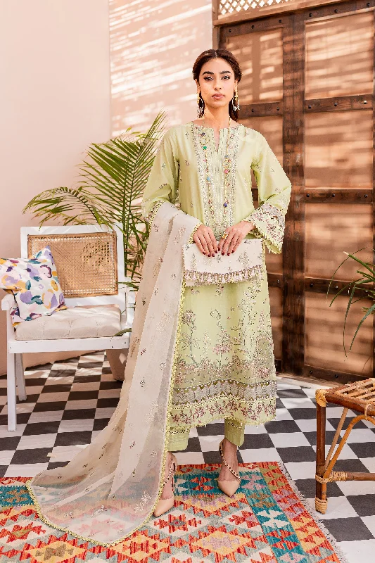 Pakistani Eid Dress in Green Lawn Kameez Trouser Style Trousers Leisure Comfortable