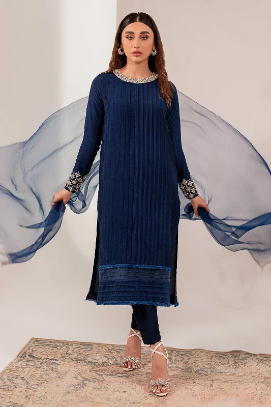 Pakistani Blue Kameez Trouser Dupatta Style Eid Dress Trousers Bridal Satin