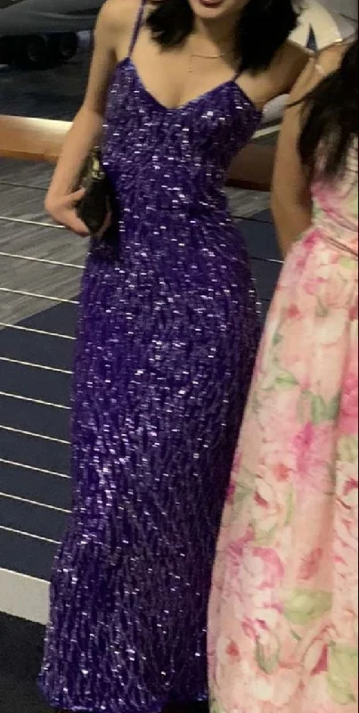 Sexy Spaghetti Straps V Neck Sequins Prom Dress Purple Mermaid Formal Party Evening Dress Y7558 Sexy Spaghetti Straps V Neck Sequins Prom Dress Purple Mermaid Formal Party Evening Dress Y7558