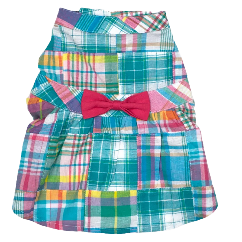 Dress | Turquoise Patch Madras Plaid