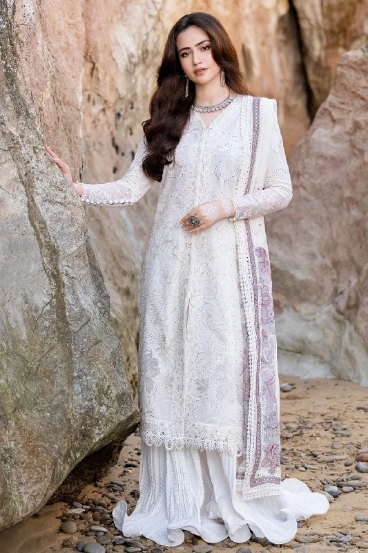 Pakistani Eid Dress in White Lawn Kameez Trouser Style Trousers Capri Summer