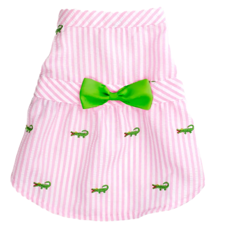 Dress | Pink Stripe Alligators