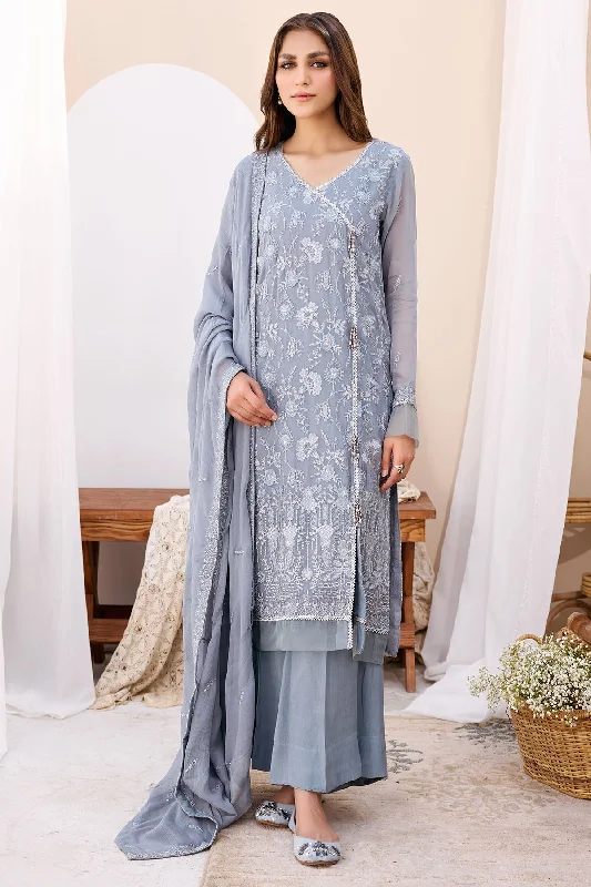 Pakistani Embroidered Grey Kameez with Trousers Eid Dress Trousers Solid Black