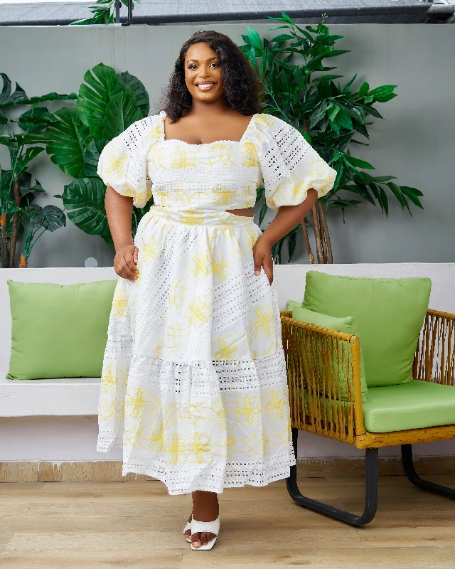 New in Off Shoulder Cut Out Midi Summer Lace Dress - Rubby