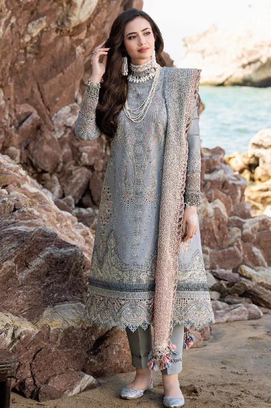 Grey Kameez Trouser Embroidered Pakistani Eid Dress Trousers Palazzo Wide Leg