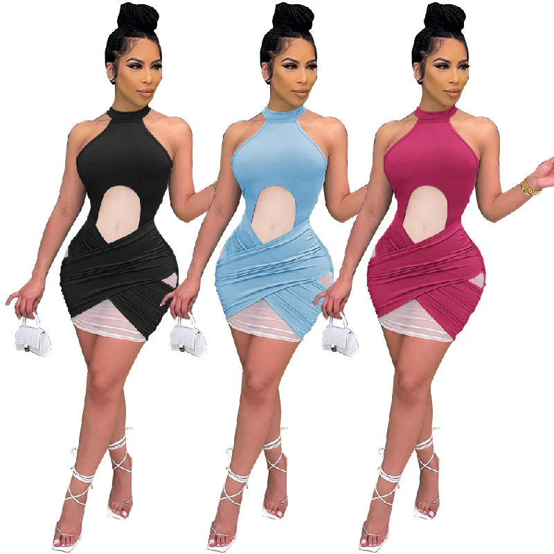 Sexy Hollow Mesh Club Dress