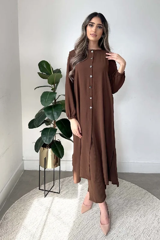 BUTTON SHIRT CO-ORD COCOA Rayon Velvet Corduroy