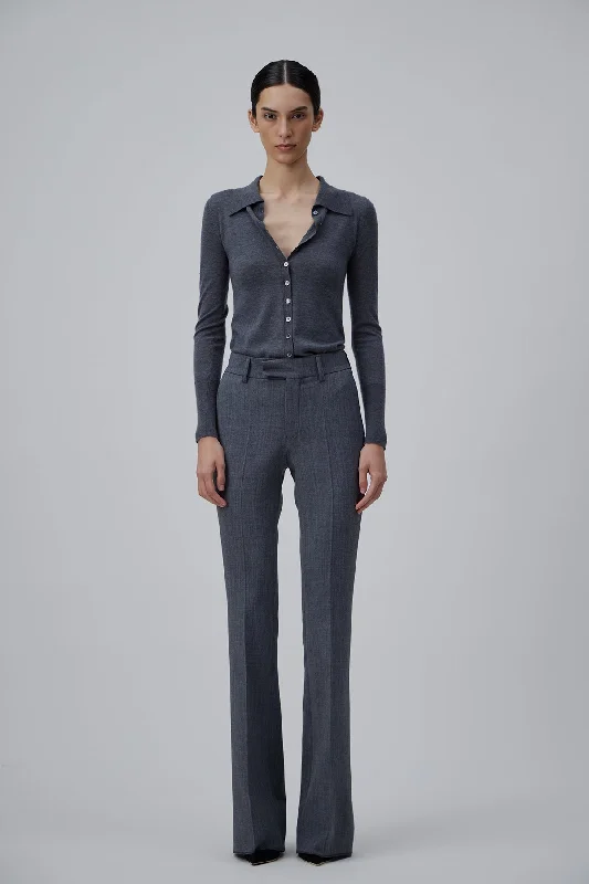 CASHMERE KNIT SHIRT IN SPACE GREY Rayon Fabric Velvet Fabric Corduroy Fabric